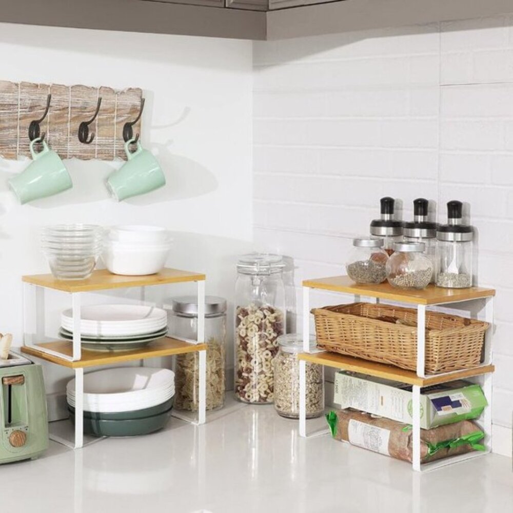 New Cabinet Organizer Shelf Set of 4, Stackable Kitchen Storage - (Cloud White) - Picture 8 of 9